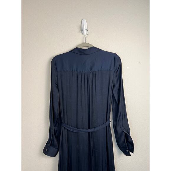 Madewell Women's Button-Front Utility Shirtdress in Satin Deep Indigo Size Small - Picture 5 of 16